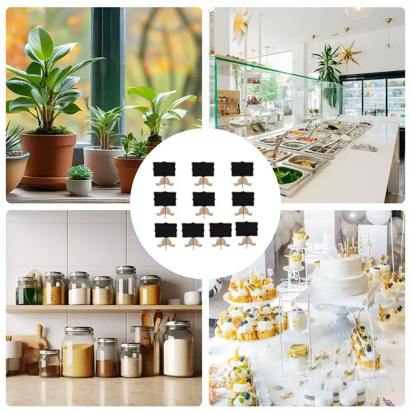 Desktop Chalkboard Sign 10pcs Message Board Signs With Stand Wooden Restaurant Food Display For Parties Decorations Weddings