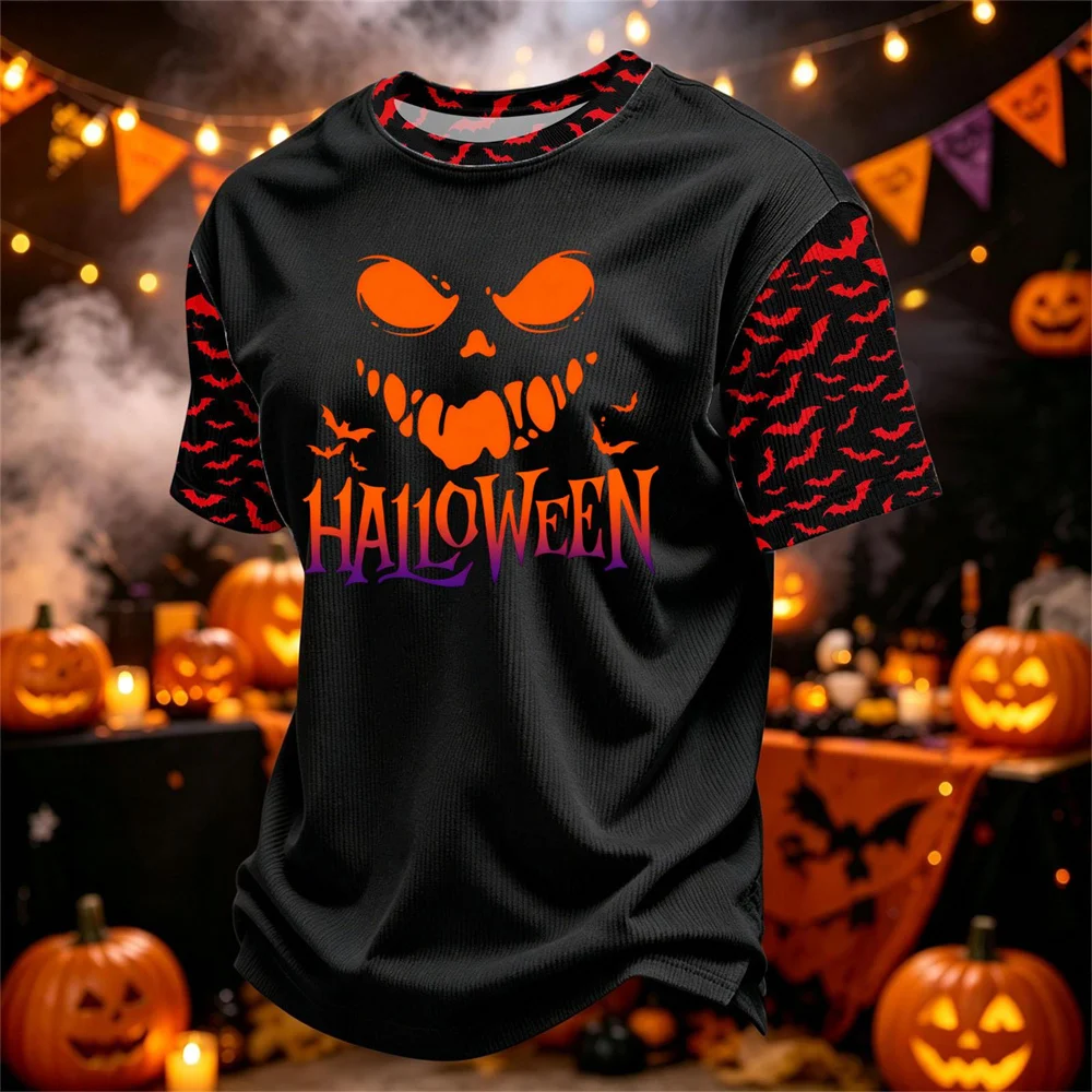 3D Print Horror Red Bat Halloween T-shirt For Men Festival Street Wear Funny T Shirts 2026 Halloween Mischief Fashion Tee Top