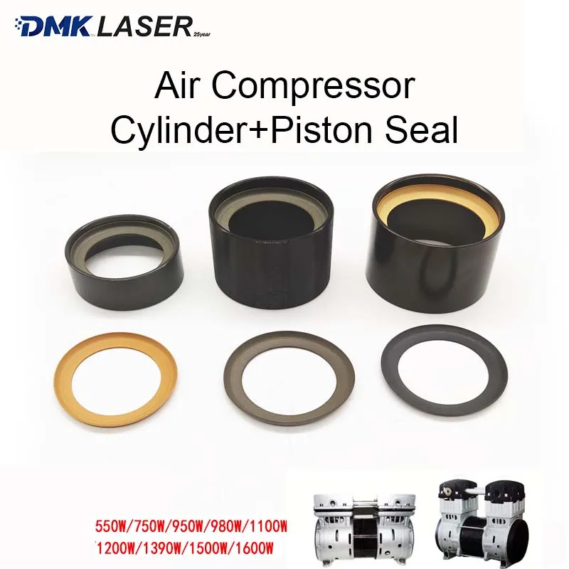 Air Compressor Cylinder 550W/750W/1100W/1500W Piston Seal Cup Packing Air Compression Steel Sleeve Piston Ring Sheet Rubber