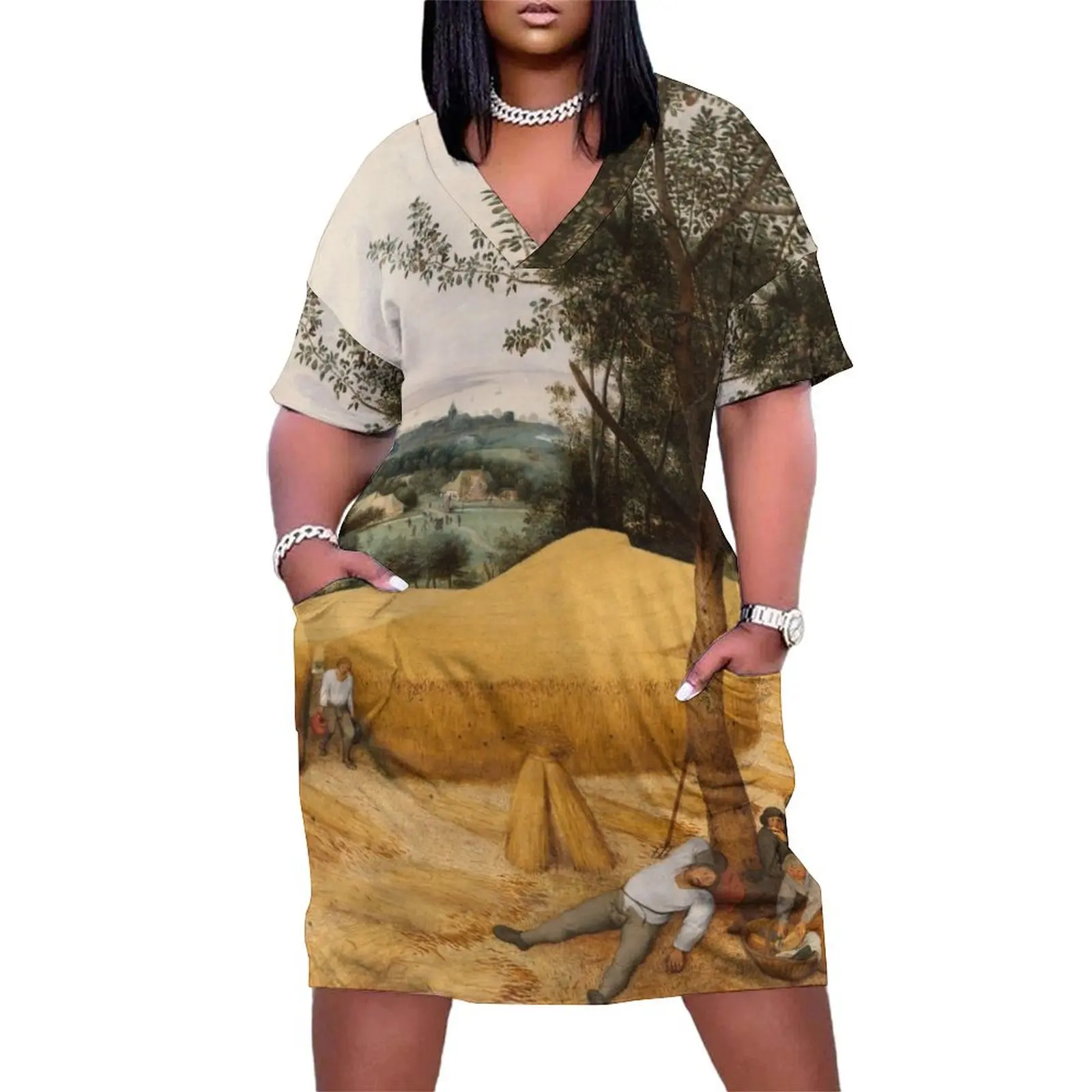 The Harvesters - Pieter Bruegel the Elder Loose Pocket Dress Elegant gowns long dress women summer