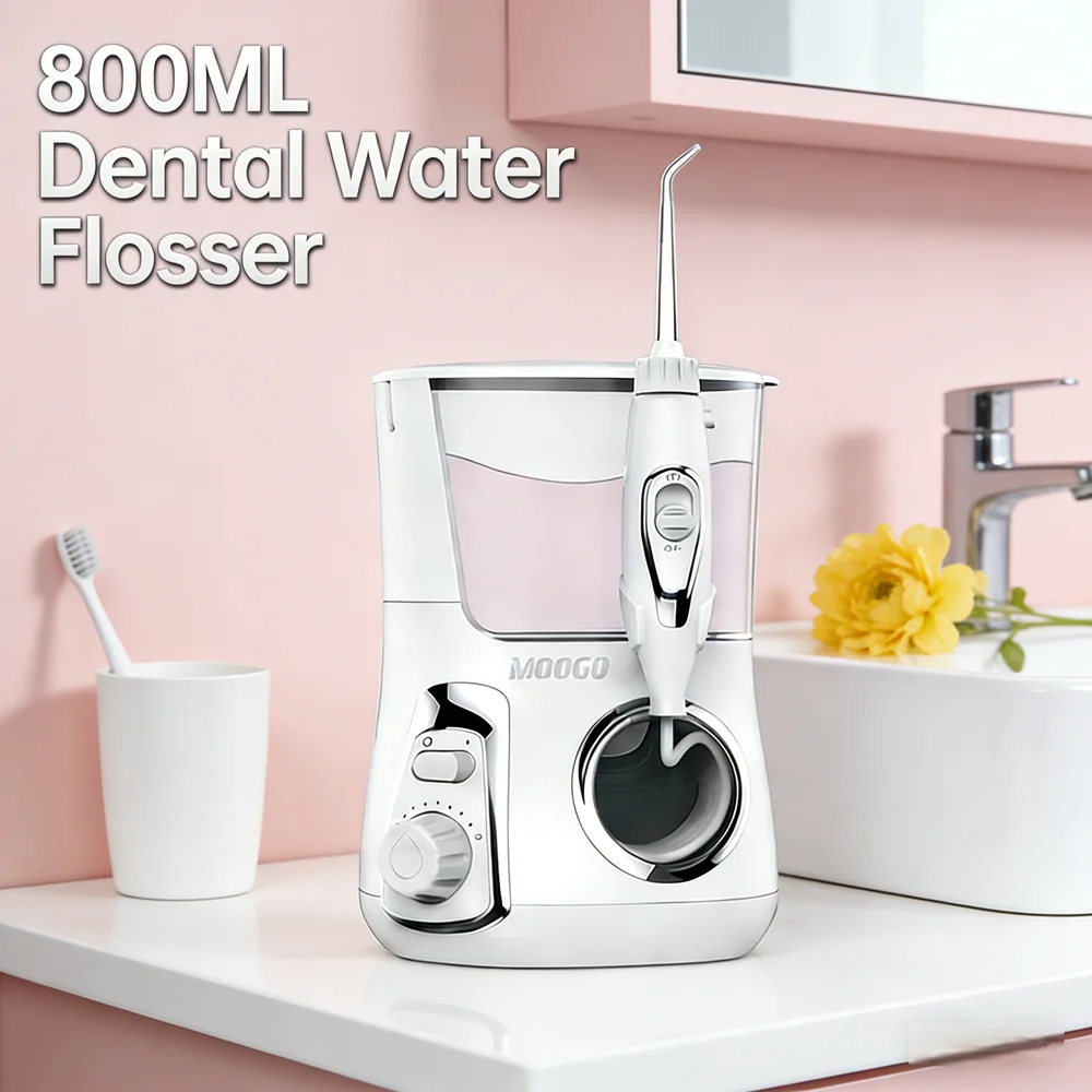5-Tip Home Dental Spa Countertop Irrigator, Powerful Oral Cleaning Device for Braces Wearers & Family Use