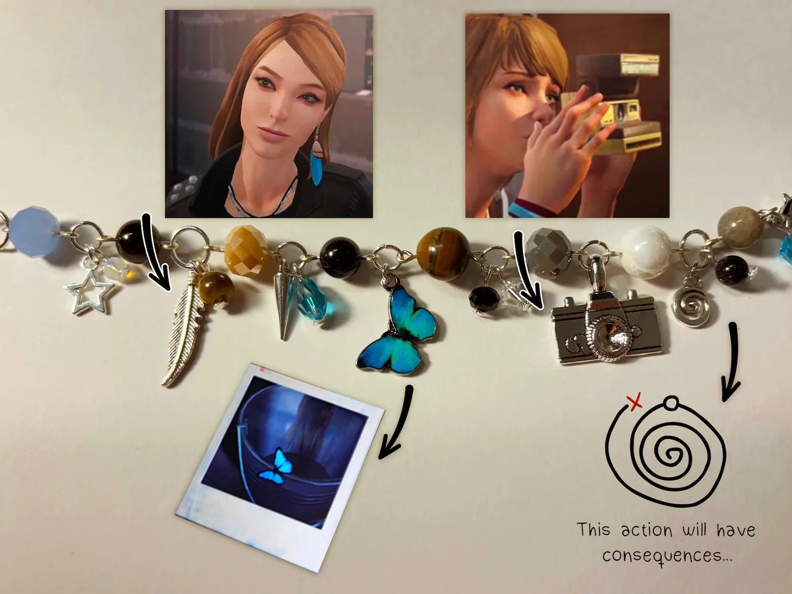 Life Is strange inspired handmade charm bracelet