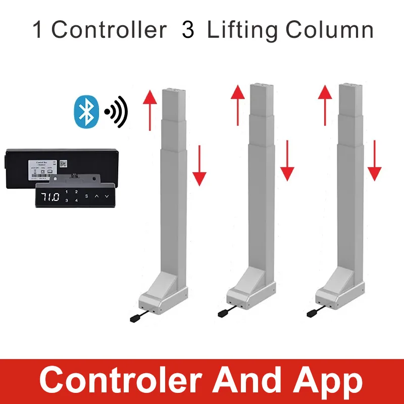 Three Legs Synchronize Lifting Column System Height Adjustable Memory Standing Desk Electric Table DC24V 240kg App Controler