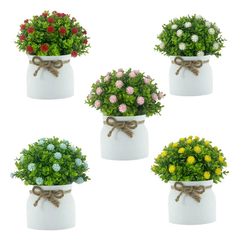 1pc Artificial Bonsai Fake Plant Flower Potted Plant Grass Plants Pot Ornament For Wedding/Party Home Garden Decorative