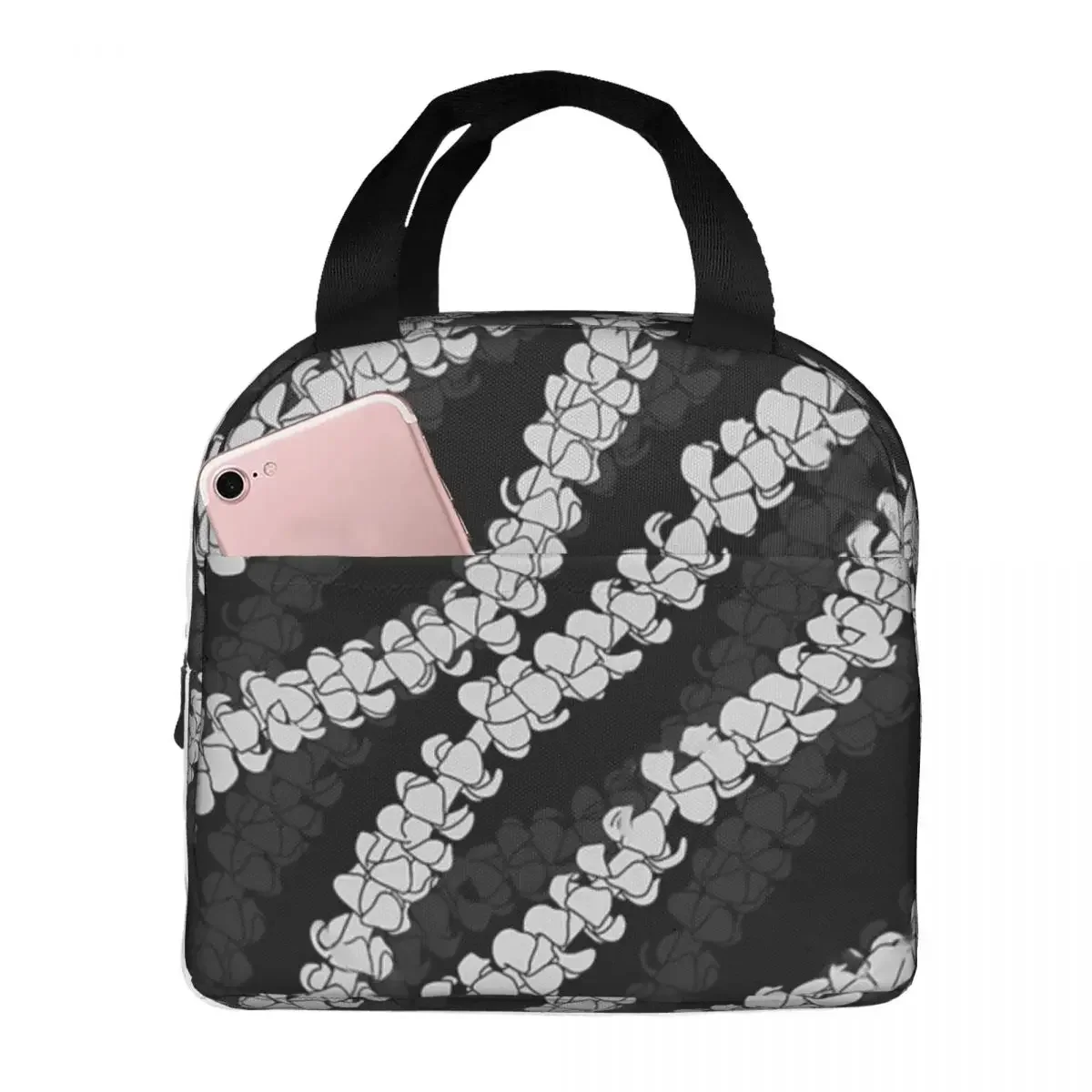 

Puakenikeni Single Leis On Turquoise Lunch Bags Insulated Bento Box Lunch Tote Picnic Bags Thermal Bag for Woman Girl Office