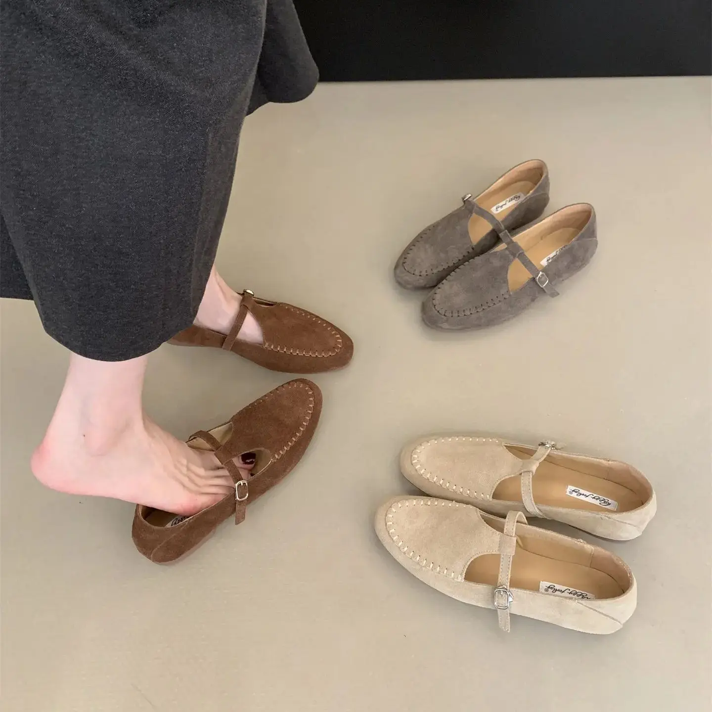 

Bailamos Brand New Flats Shoes Women Low Heel Ballet Square Toe Shallow Shoe Slip On Loafer Round Toe Ballet Flat Shoes zapatos