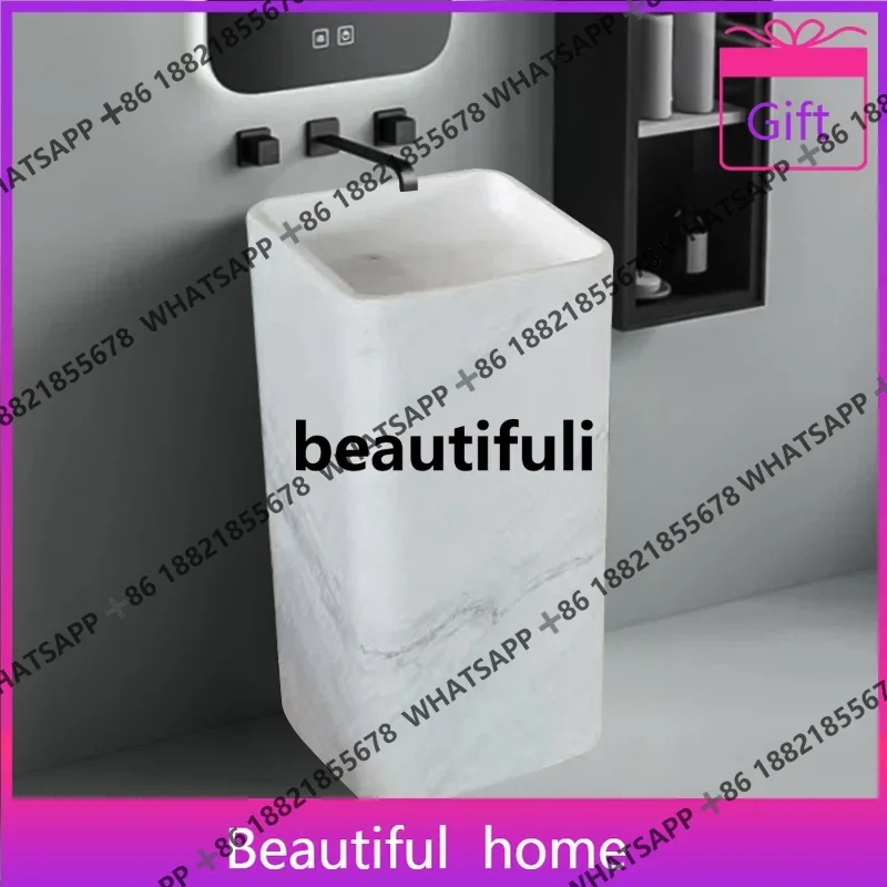 

Marble floor-to-ceiling cylindrical wash basin Hotel European-style bathroom Balcony wash basin