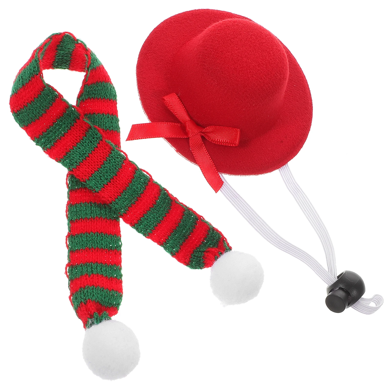 

2pcs Pet Hat Scarf Set Comfortable Lightweight Dog Cat Headwear Xmas Birthday Party Daily Winter Wear Safe Durable Puppy