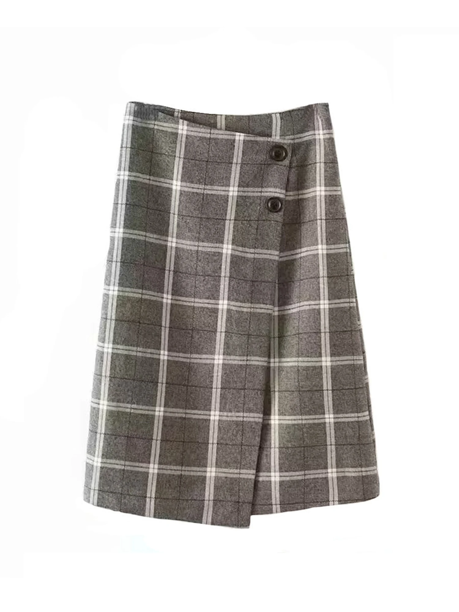 

Women's Grey A-line Plaid Skirt Vintage Long Skirt Harajuku Korean Style Y2k Mid-length Skirts 2000s Clothes Spring Summer 2026