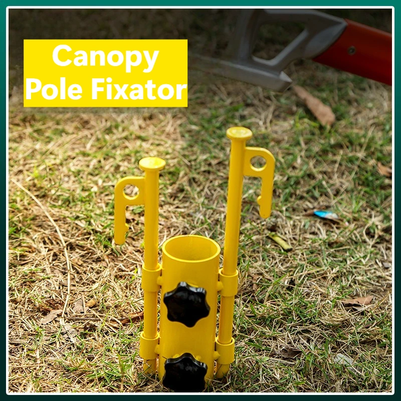 Camping Tent Pole Fixator, 30cm Ground Insert Pegs with Storage Bag, Adjustable Canopy Support Holder
