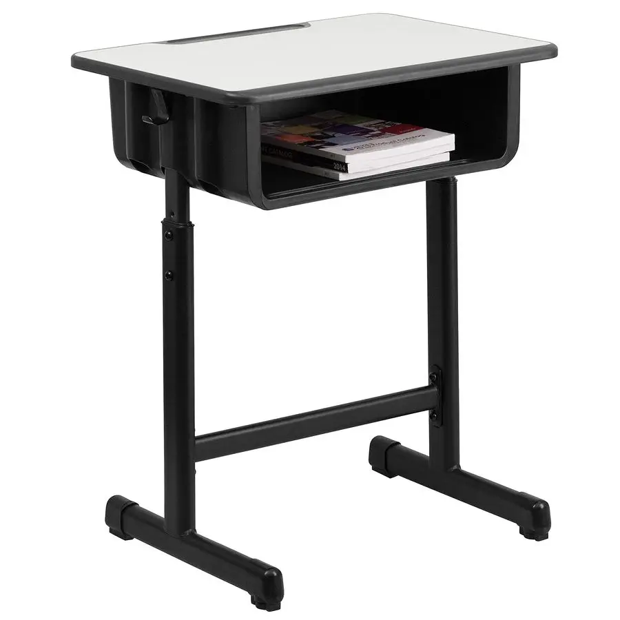 

Billie Open Front Student Desk for Classrooms or Remote Learning, Height Adjust School Desk with Book Box and Bag Hooks, Black G