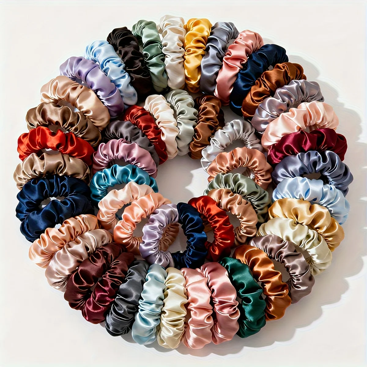 

6Pcs Elegant Hair Scrunchies Women Minimalist Simulation Silk Ties Solid Color Elastic Loop Ponytail Accessories