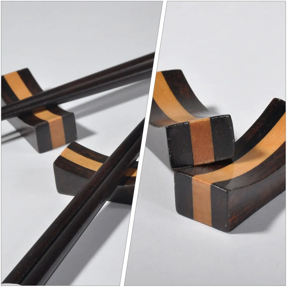

4pcs Wooden Chopstick Rest Elegant Kitchen Accessory Hygienic Tableware St Spoon Rack Multifunctional Japanese Dining Decor