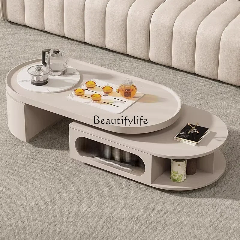 

46Multifunctional Kung Fu rock slab coffee table TV cabinet retractable living room home