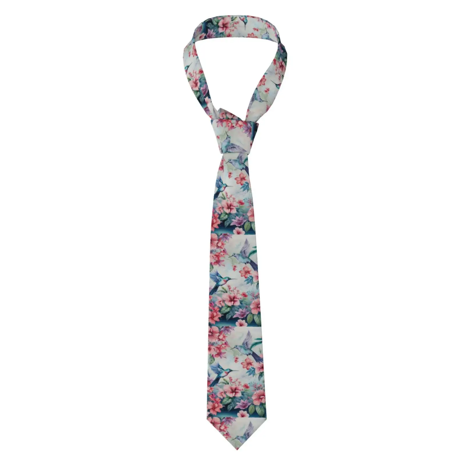 Watercolor Floral Print Necktie Classic Business Formal Neck Tie Vintage Colorful Flower Pattern Men Suit Accessory