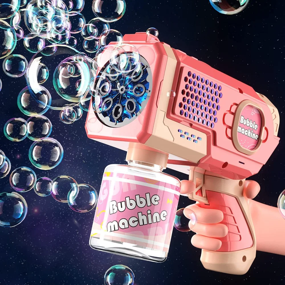 DZQ Bubble Gun, Bubble Machine Gun for Kids Adults with Rich Bubble & Led Light & Leak-Proof, Automatic Bubble Maker Blower