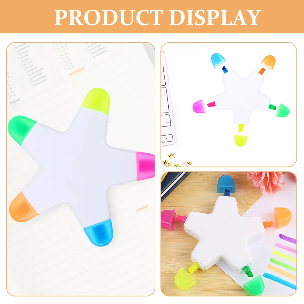 Five-pointed Star Highlighter Note Marking Pens Adorable Highlighters Small Bulk Book Markers Colors