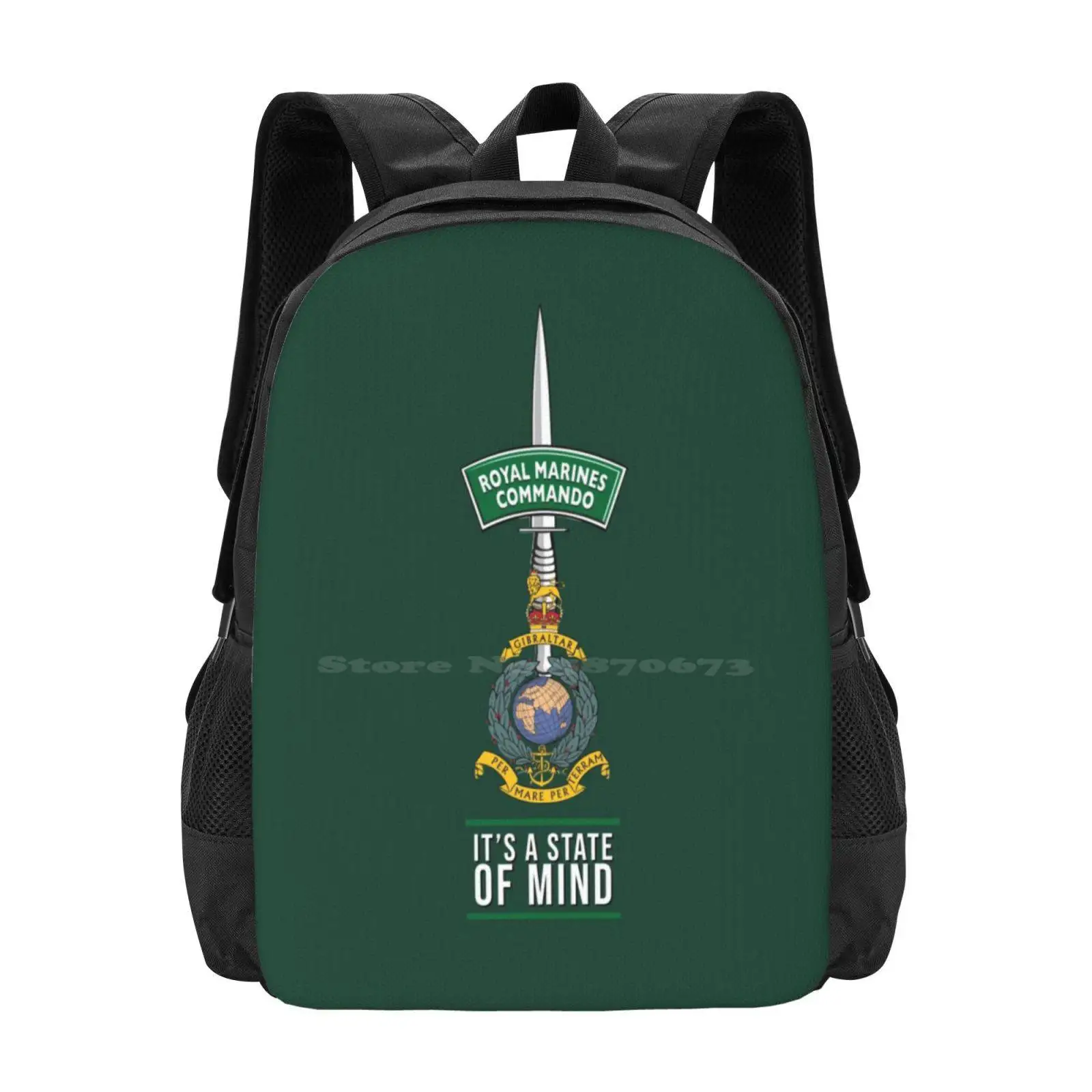 Royal Marine Commandos Fashion Pattern Design Travel Laptop School Backpack Bag Marine Commandos Per Mare Per Terram Gibraltar