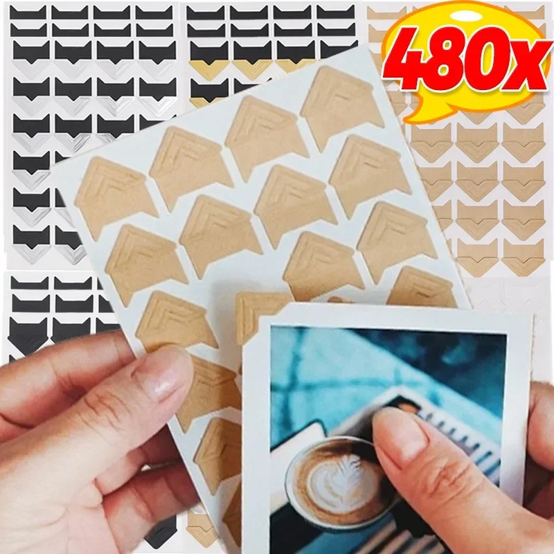 480/24 sztuk DIY Vintage naklejki narożne papier pakowy naklejka księga gości samoprzylepny Album fotograficzny kąt obraz narożnik chroń wystrój