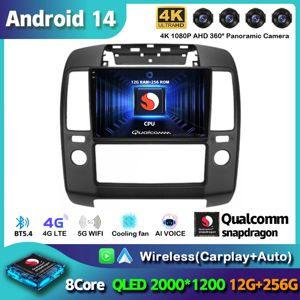 

Android 14 Carplay Auto Car Radio For Nissan Navara 3 D40 2004-2010 Multimedia Video Player GPS Navigation Stereo Head Unit DSP