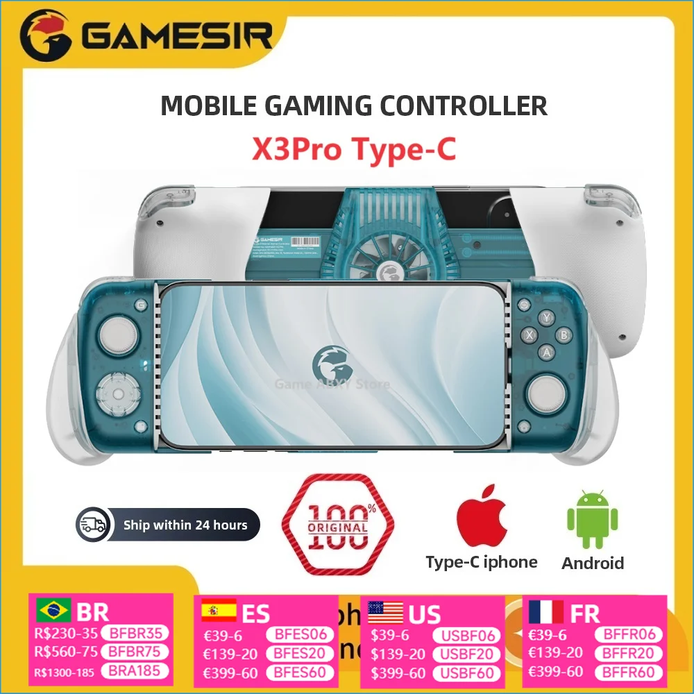 GameSir X3 Pro Type-C Stretching Gaming Controllers With Cooler Hall Effect Dual Rumble Motors For Android Phones Custom Handle