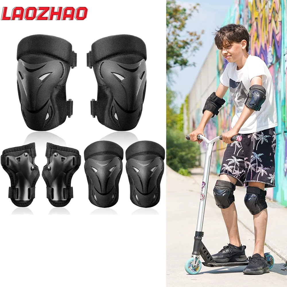 

Набор спортивных подушечек из 6 предметов — дышащая защита колена/локтя/запястья для скейтборда, скутера, езды на велосипеде