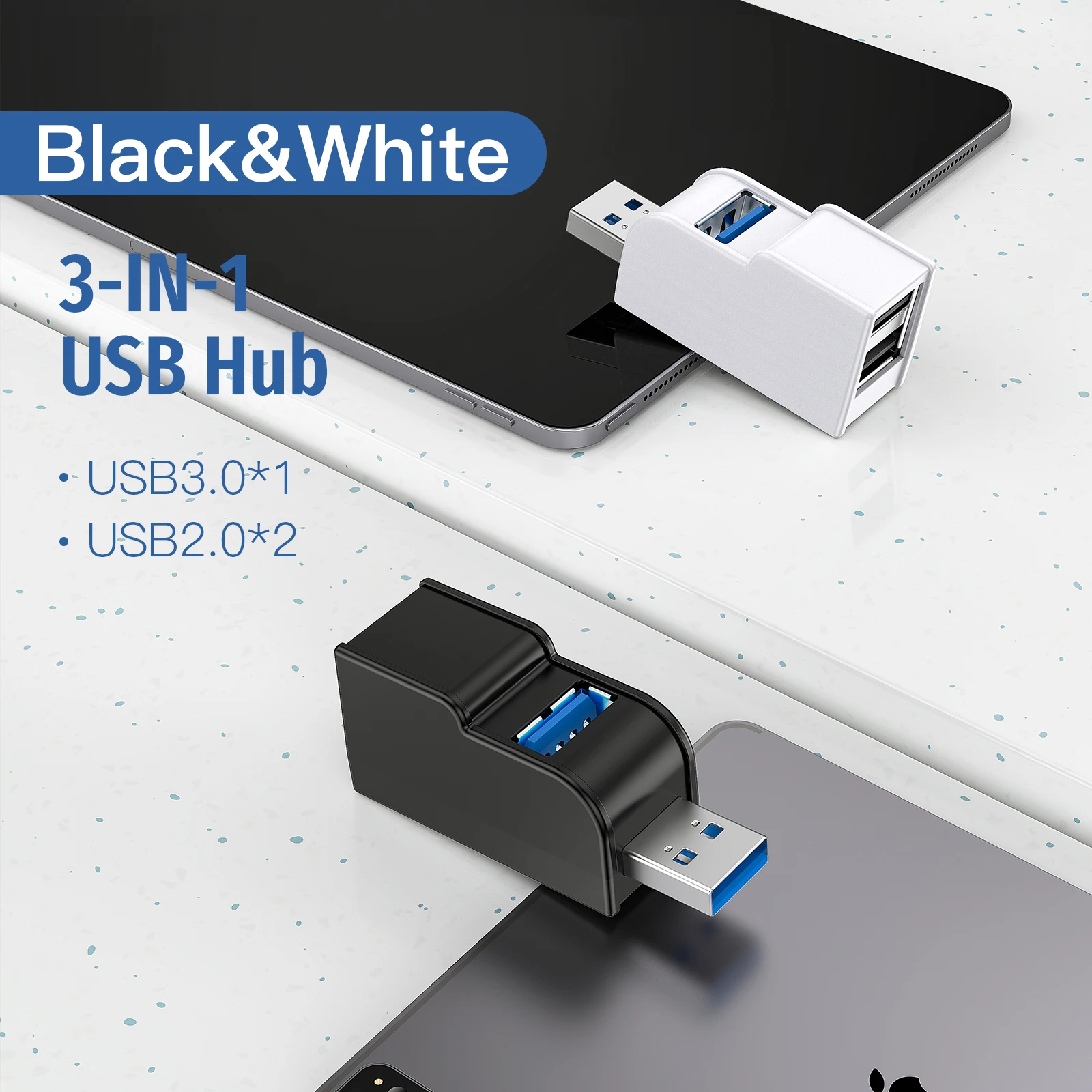 USB 3.0 HUB Adapter Extender Mini Splitter Box 1 to 3 Ports High Speed USB 2.0 For PC Laptop U Disk Card Reader Accessories