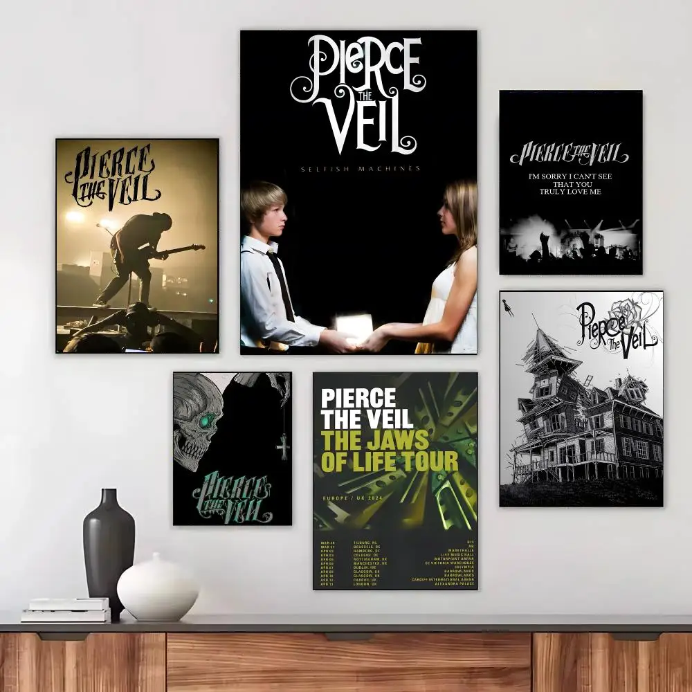 Band P-Pierce The Veil Poster HD Waterproof Self-Adhesive For Living Room Gift Bedroom Hallway Wall Decor