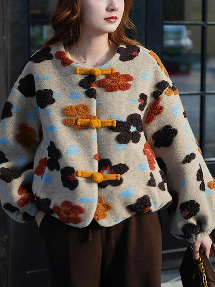 

Новый женский кардиган свободного кроя в китайском стиле, зимний, из утолщенной хлопковой ткани, с круглым вырезом...