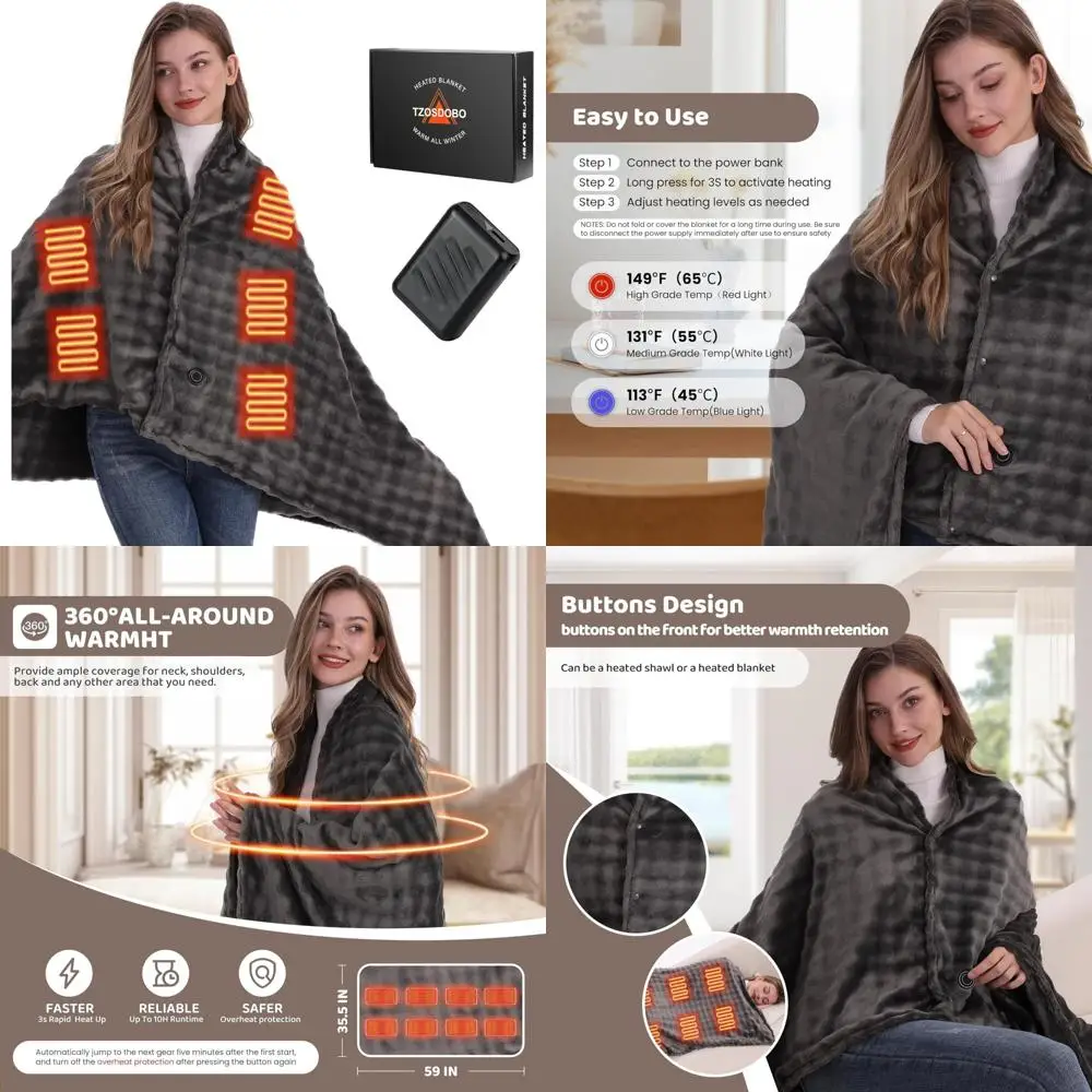 

Portable Cordless Heated Blanket with 20,000mAh Battery for On-the-Go Warmth