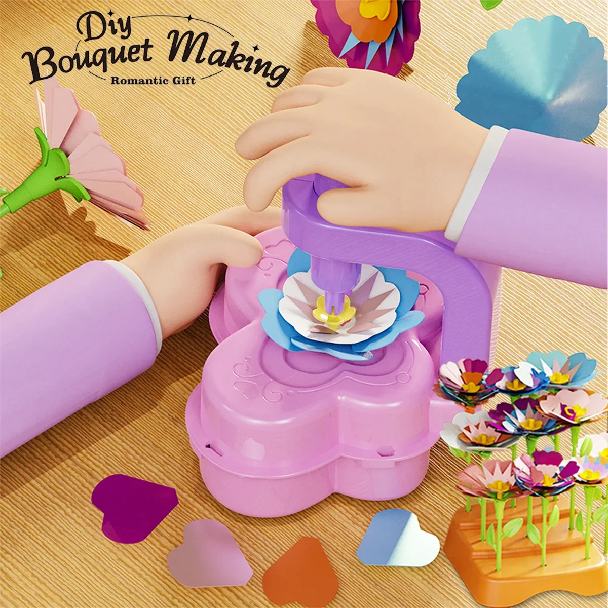 Ensemble de perforateurs de fleurs en tissu, jouet de simulation de fleurs pour enfants, artisanat Parent-enfant pour inspirer les compétences pratiques, bricolage