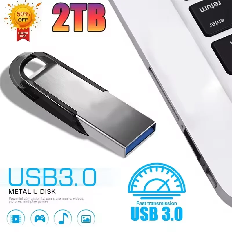 High-Speed USB Flash Drive Metal High Speed Pendrive 512GB 256G Portable Memory Stick for Xiaomi Network Card USB3.2 Pen Drive