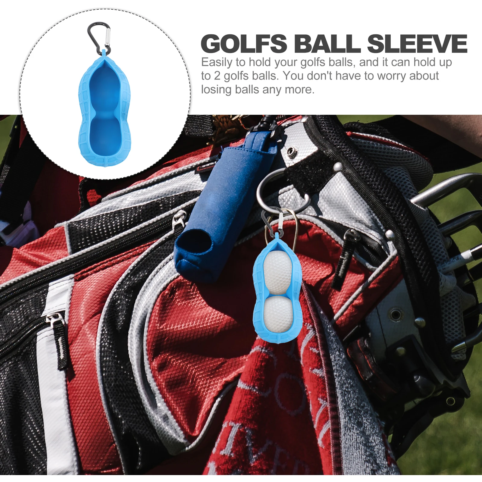

Golf Ball 2 Balls Peanut Shaped Blue Portable Accessories Durable Golfing Golfs Ball Golfs Accessory Protector Sleeve