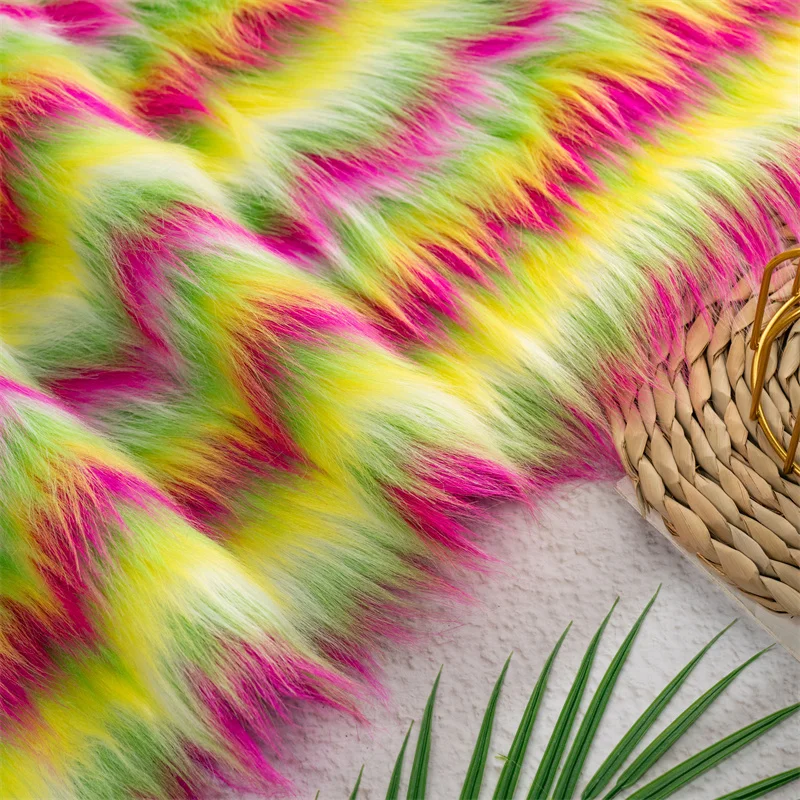 Rainbow Imitation Fox Plush Fabric for Clothing Fur Collar Handmade DIY Scarf Decoration Carpet Accessories Mat Diy Sewing Cloth - view 3