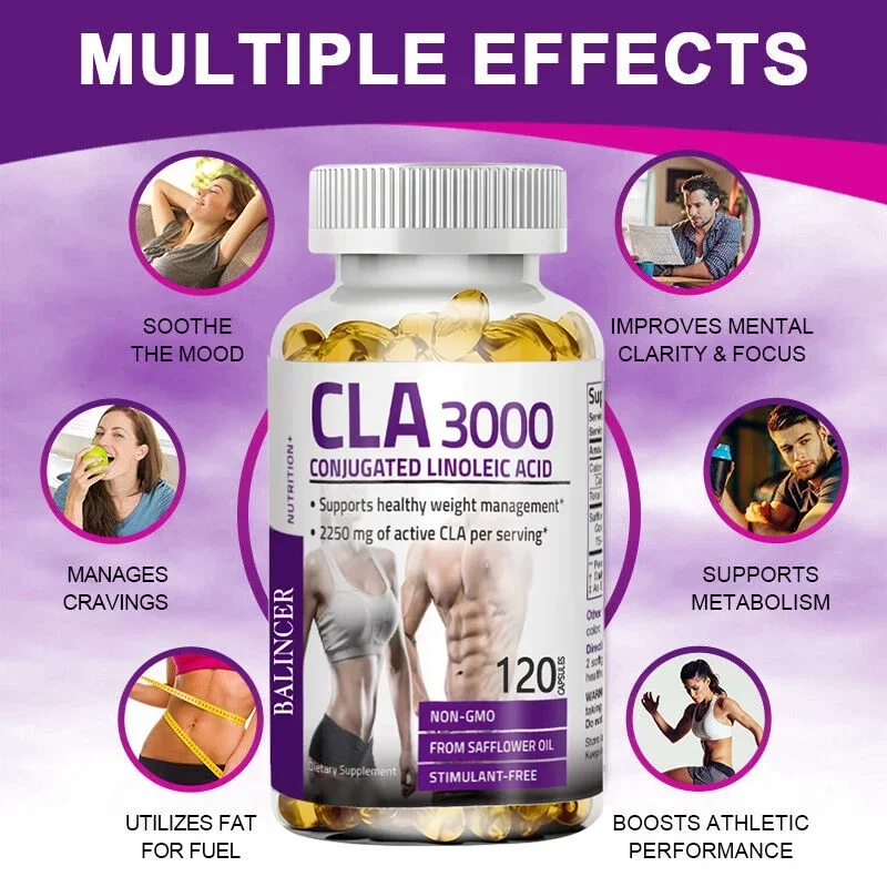 CLA 3000 Ultra High Potency for Healthy Weight Management Lean Muscle Mass Fat Burning Metabolism 120 Softgels