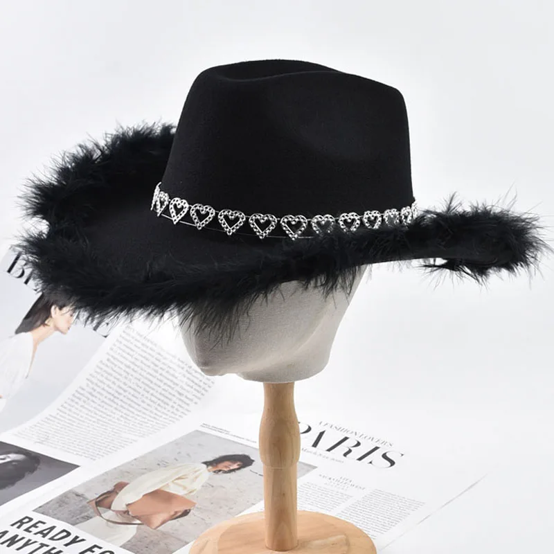 

Модная вечерние ковбойская шляпа, осень-зима, женская и мужская фетровая шляпа-ковбойка с широкими полями, аксессуары для костюма для косплея