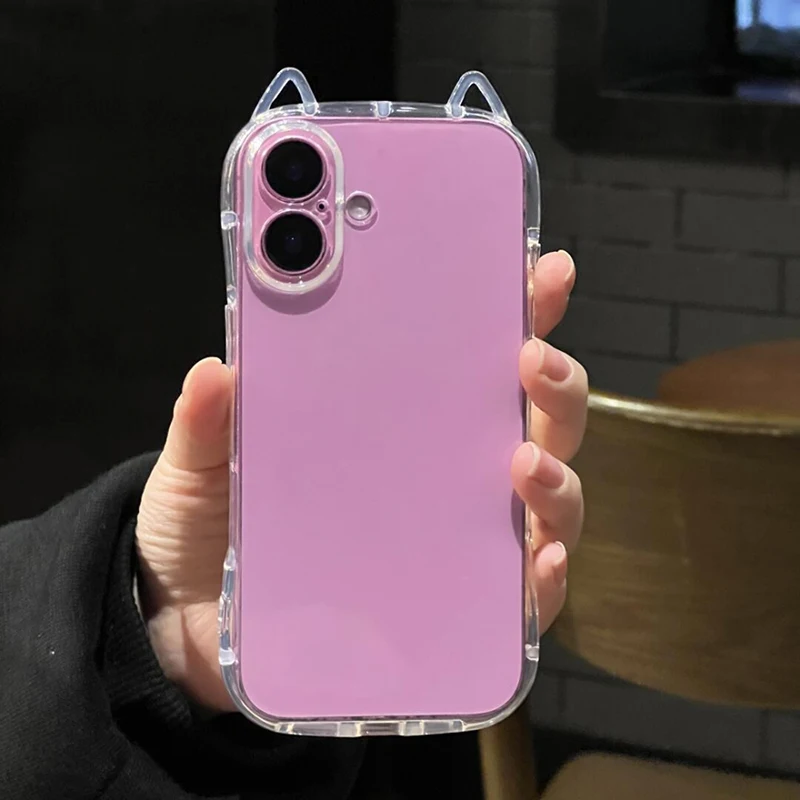 Niedliche Katze 3D-Ohren Transparente Handyhülle für iPhone 17 18 Pro Max Air 16 15 13 11 12 14 Plus Weiche Klare TPU-Rückabdeckung – Detail 10