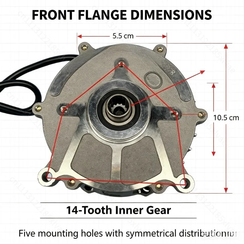 5‑Hole 14‑Tooth 1500W BLDC Differential Motor, 48V 60V 72V Permanent Magnet Brushless DC Motor for Electric Tricycle
