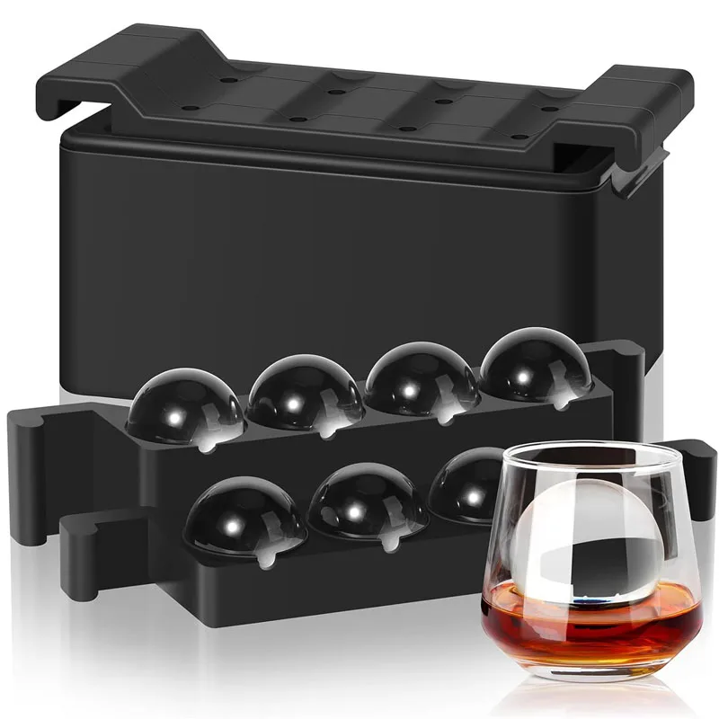 

8Grid High Transparency Ice Ball Tray Silicone Mold No Bubbles Food Grade Ice Mold for Home Whisky Bar Kitchen Accessories Gift