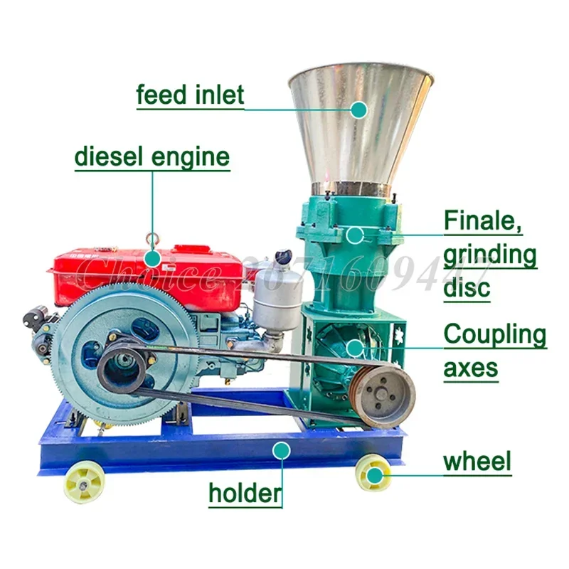 Chicken Sheep Cattle Animal Poultry Farm Production Pelletizer Making Processing Diesel Engine Feed Pellet Machine Of Animal