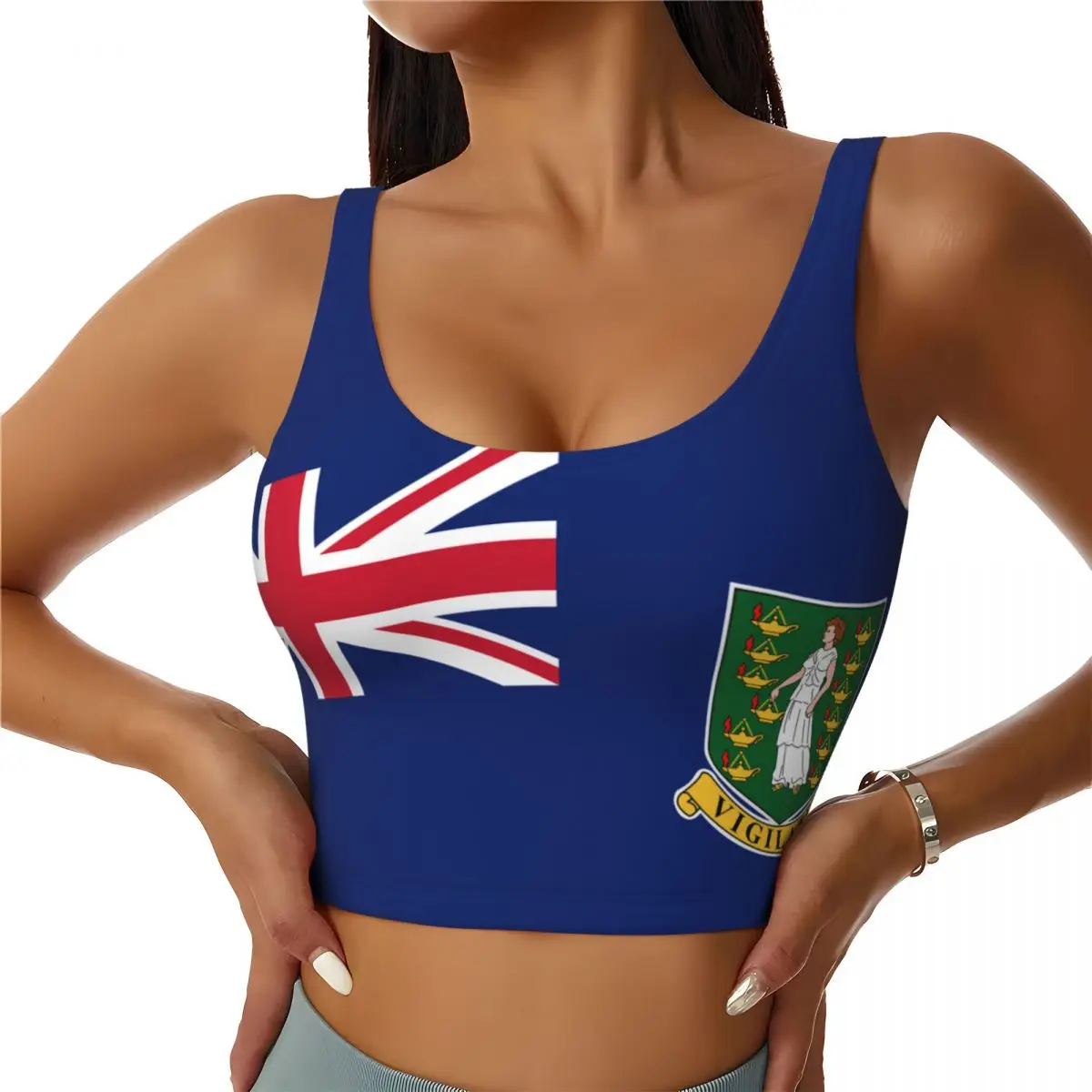 Yoga Vest Women Gym Sports Crop Tops Flag Of The British Virgin Islands Streetwear Workout Breathable Tank Top Female