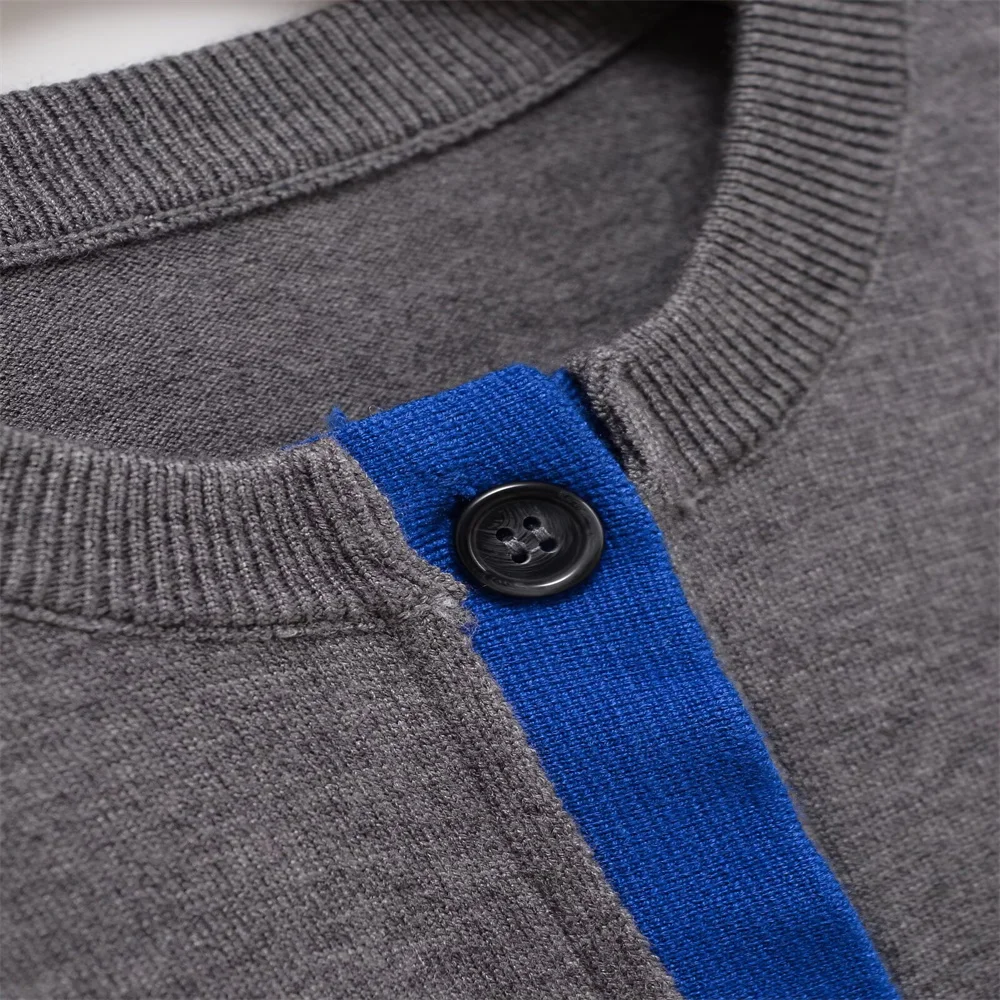 Cardigan tricoté à manches longues et col rond pour femme, vêtement doux et à la mode, couleur bloquée, nouvelle collection automne