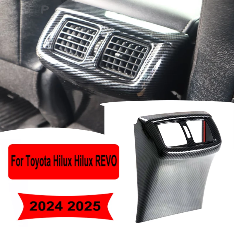 For Toyota Hilux Hilux REVO 2024 2025 ABS Carbon Fiber Car Rear Air Conditioning Vent Outlet Frame Cover Trim Car Accessories