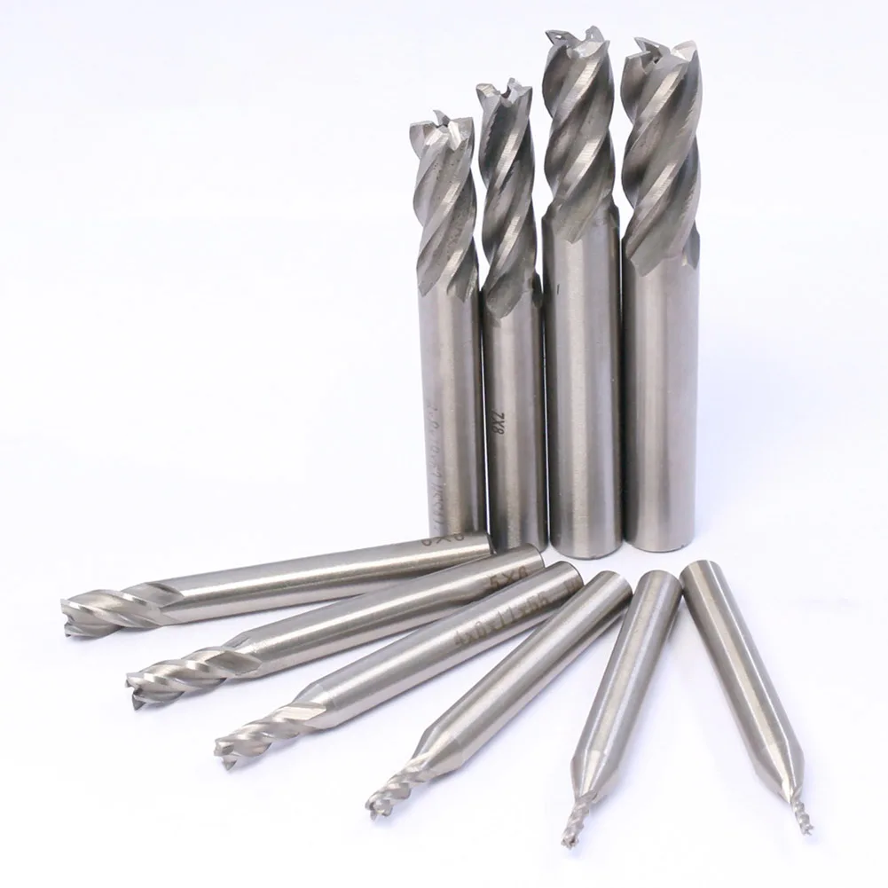 8 Piece Carbide End Mill Set 4 for flute High Performance for CNC Slotting and Grooving 2mm 3mm 4mm 5mm 6mm 8mm 10mm 12mm