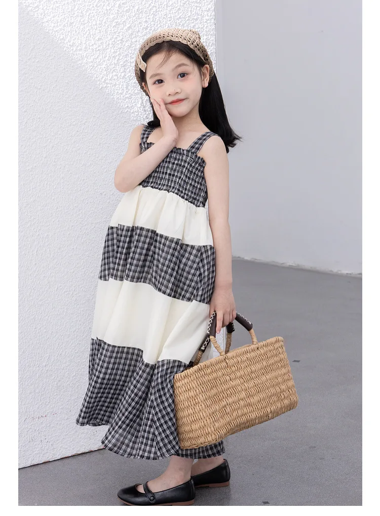 Girls Dress 2024 Summer New Children Dress Slip Dresses Summer Princess Summer Baby Girls Beach Skirt Fashion Long Skirts