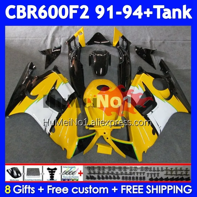 Body+Tank For HONDA CBR 600F2 600 F2 CBR600F2 91 92 93 94 37No.153 CBR600FS CBR600 F2 FS 1991 1992 1993 1994 Yellow blk Fairing