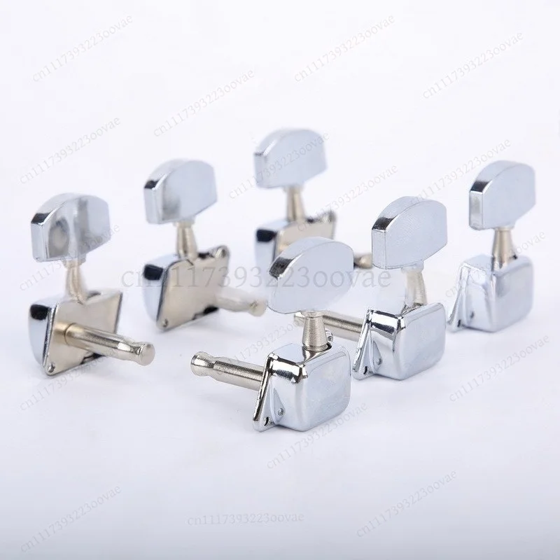6 Inline Double Hole Chrome Plated ABS Guitar Tuning Pegs Semi Fully Enclosed Tuner For Acoustic Guitar Ukulele