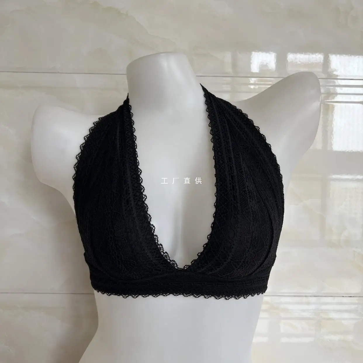 Deep V with a Sexy Bra Halterneck Backless Underwear Bra with a Beautiful Back and a Thin and Breathable Lace Bra