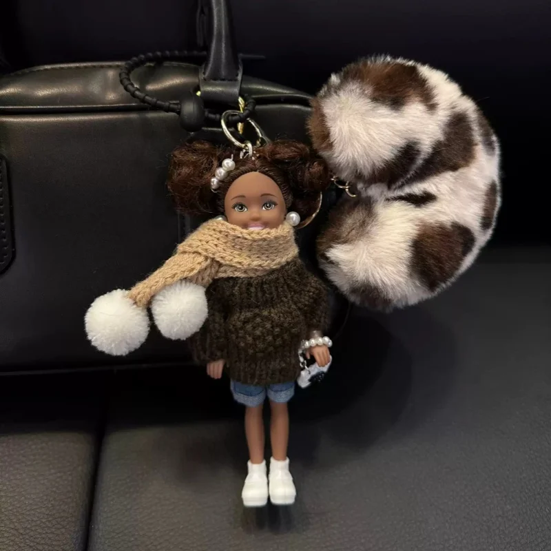 Retro schwarzer Ledermode Kopf DIY verbesserte Prinzessin geformte Puppentasche Rucksack hängende Dekoration trendiges Spielzeug neues Geschenk auf Lager