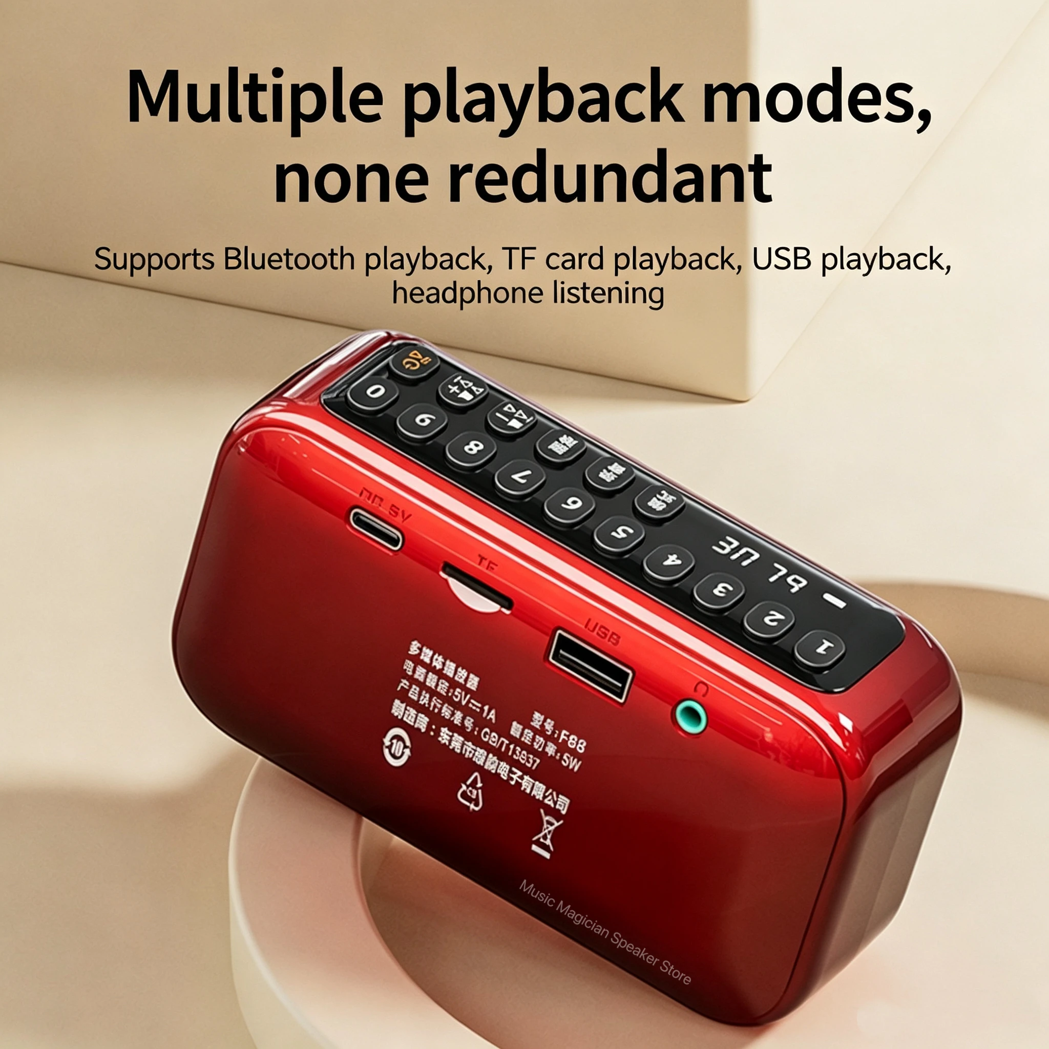 SANSUI Portable Bluetooth Speaker 1200mAh Long Battery Life FM Radio TF Card U Disk Play Recording Wireless Speaker